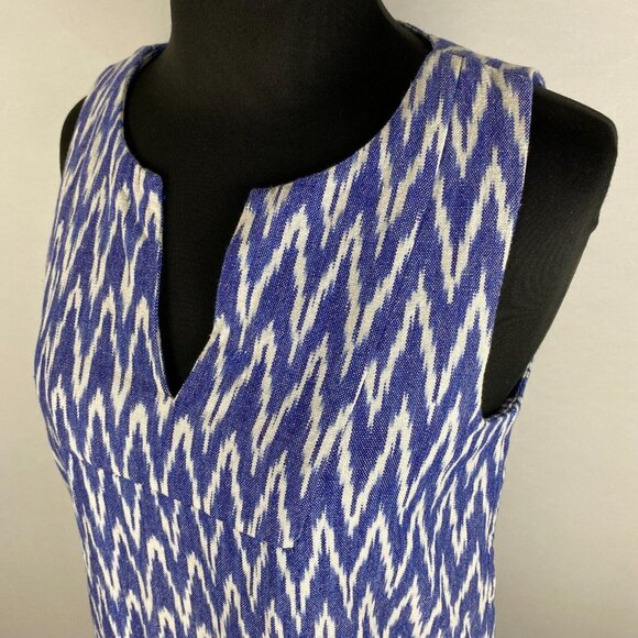 J. Crew Notched Shell Tank Top In Zig Zag Ikat Womens 00 Boho Coastal Grandma - Picture 4 of 16